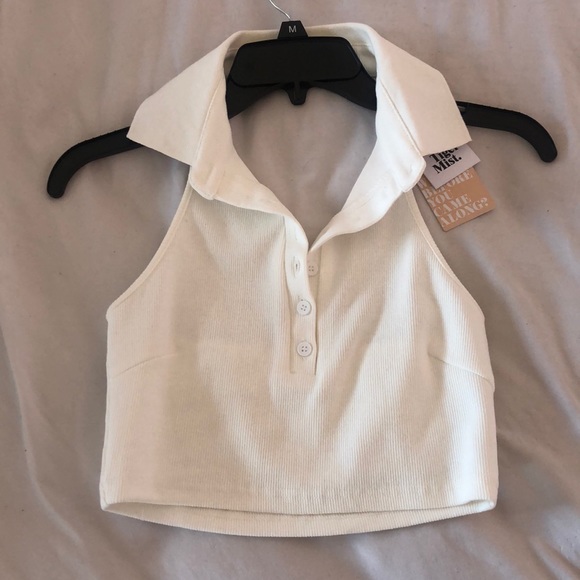 Tiger Mist Tops - TigerMist White halter crop top